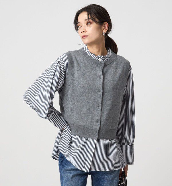 UNITED ARROWS green label relaxing「ニットベスト&times;フリルネック ブラウス」|シャツ・ブラウス|MD.GRAY