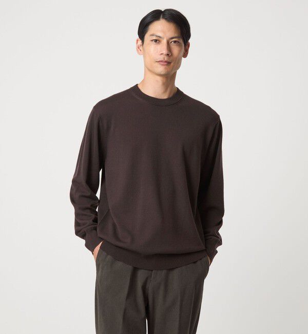 UNITED ARROWS green label relaxing「Super 120's ハイゲージ クルーネック ニット」|ニット・セーター|DK.BROWN