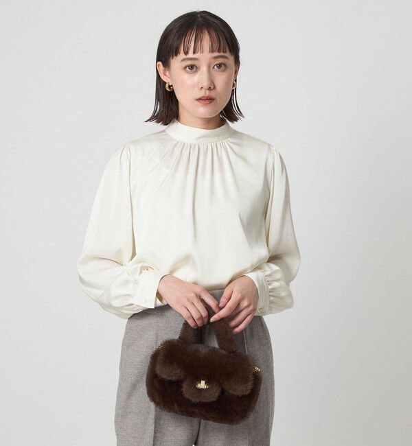 UNITED ARROWS green label relaxing「サテン スタンドネック ギャザー ブラウス」|シャツ・ブラウス|