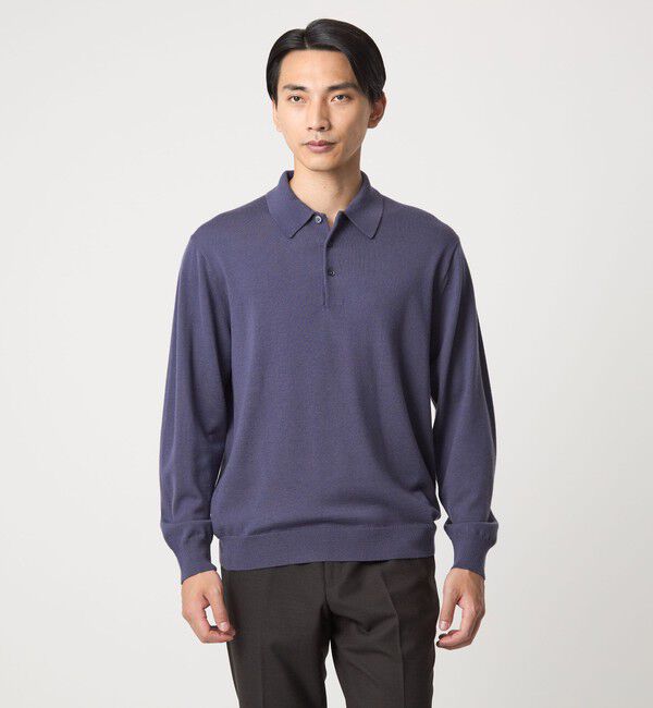 UNITED ARROWS green label relaxing「Super 120's ハイゲージ ニット ポロシャツ」|ニット・セーター|PURPLE