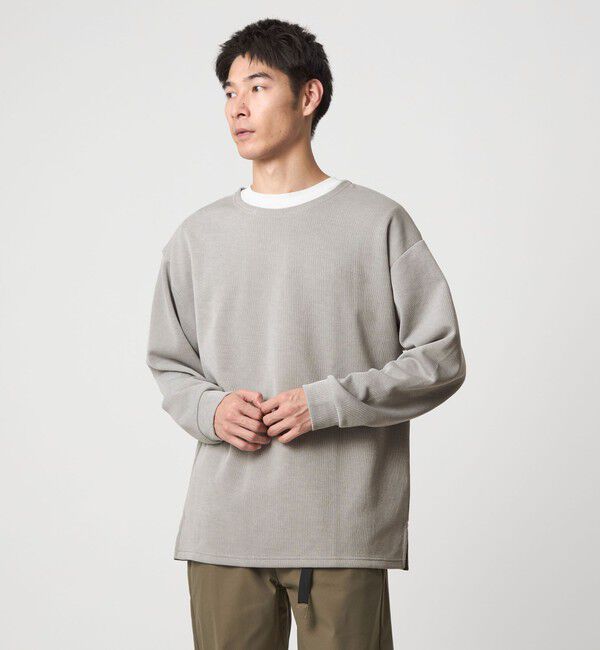 UNITED ARROWS green label relaxing「ハーフゲージ ダブルフェイス ノーカラー カットソー」|Tシャツ・カットソー|LT.GRAY