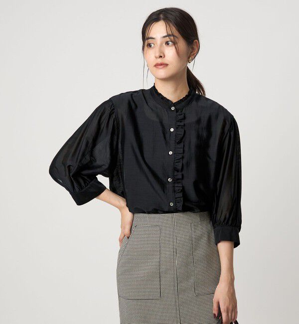 UNITED ARROWS green label relaxing「フロントネック フリル ブラウス」|シャツ・ブラウス|