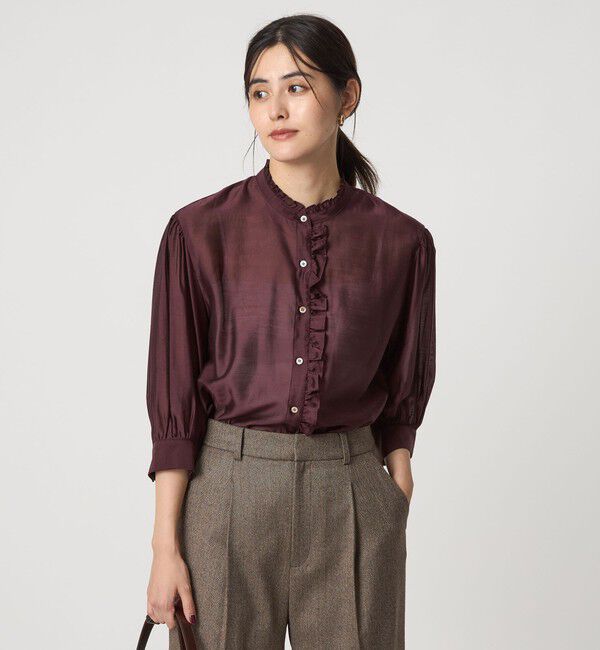 UNITED ARROWS green label relaxing「フロントネック フリル ブラウス」|シャツ・ブラウス|WINE