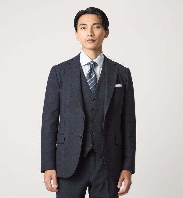 UNITED ARROWS green label relaxing「A+ TWPU バーズアイ 2B スリム ジャケット -ウォッシャブル・ストレッチ-」|テーラードジャケット|NAVY