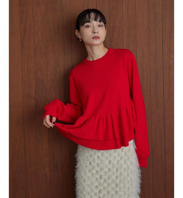 EMMEL REFINES「＜EMMEL REFINES＞EM スソダブルフリル ニットプルオーバー」|ニット・セーター|