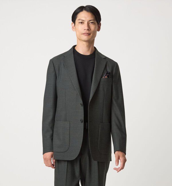 UNITED ARROWS green label relaxing「A+ TWPU ホームスパン 2B スタンダード ジャケット -ウォッシャブル・ストレッチ-」|テーラードジャケット|DK.GREEN