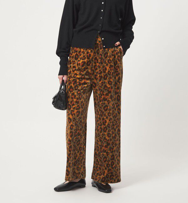 UNITED ARROWS green label relaxing「ベロア レオパード ワイド パンツ」|チノ|MD.BROWN