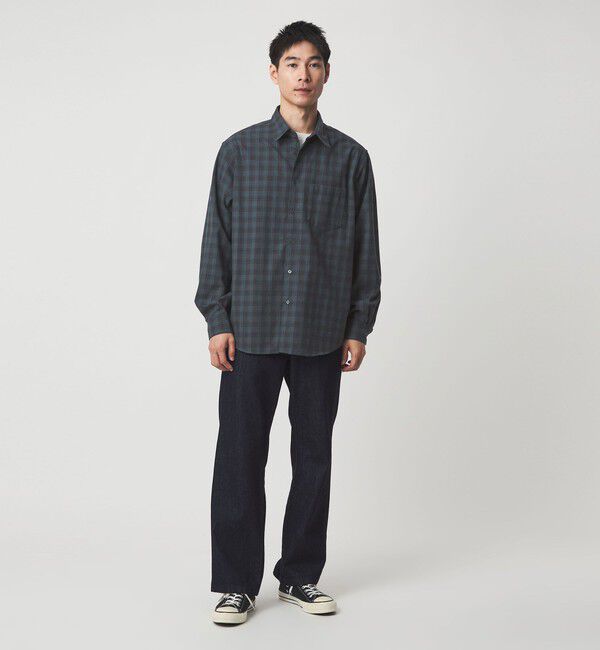 UNITED ARROWS green label relaxing「TRフラノ パターン ジャストルーズ レギュラーカラー シャツ」|シャツ・ブラウス|