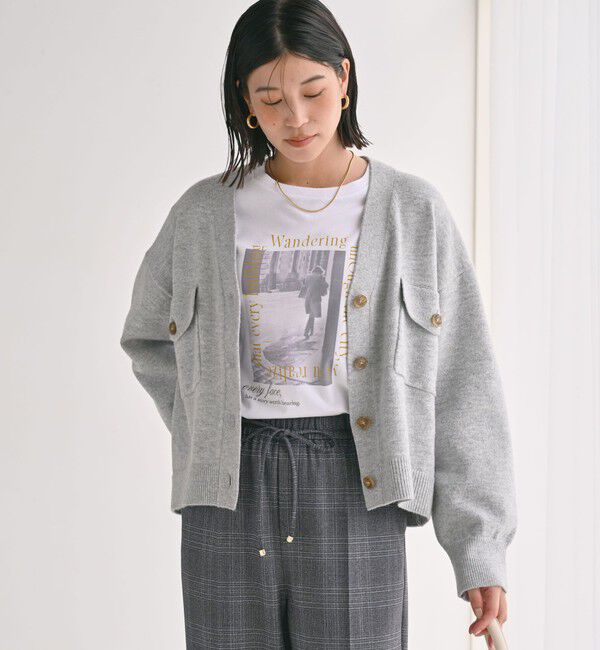 UNITED ARROWS green label relaxing「【WEB限定】＜at ease＞ダブルポケット ニット カーディガン」|カーディガン|LT.GRAY