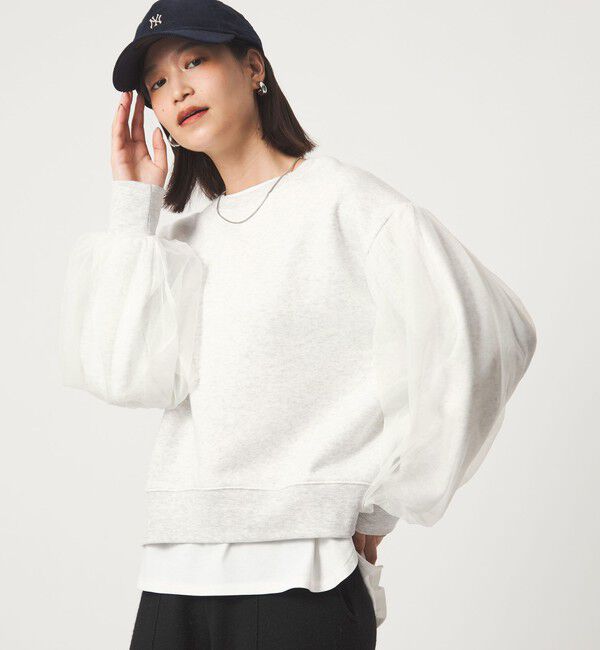 UNITED ARROWS green label relaxing「【WEB限定】＜at ease＞チュール ドッキング スウェット プルオーバー」|スウェット・ジャージ|