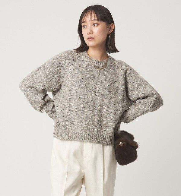 UNITED ARROWS green label relaxing「ミックスヤーン プルオーバー ニット」|ニット・セーター|MD.GRAY