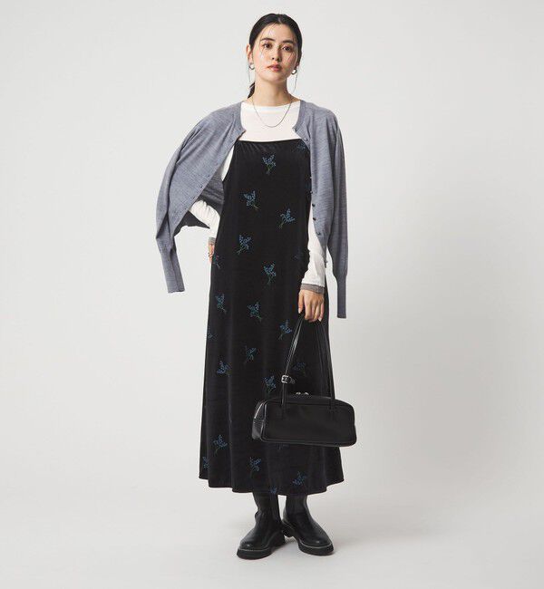 UNITED ARROWS green label relaxing「ベロア シシュウ キャミソール ワンピース」|ワンピース|BLACK