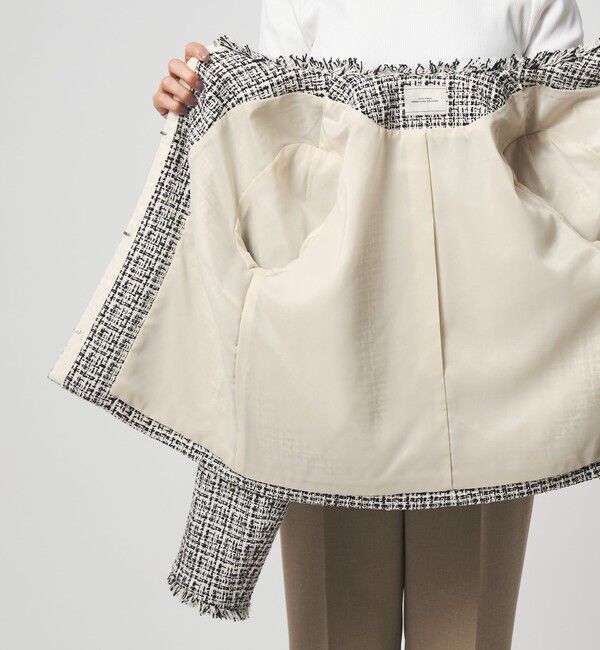 UNITED ARROWS green label relaxing「ツイードライク ノーカラー ジャケット」|ノーカラージャケット|