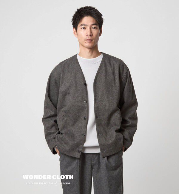 UNITED ARROWS green label relaxing「WONDER CLOTH ノーカラー カーディガン -ストレッチ-」|カーディガン|