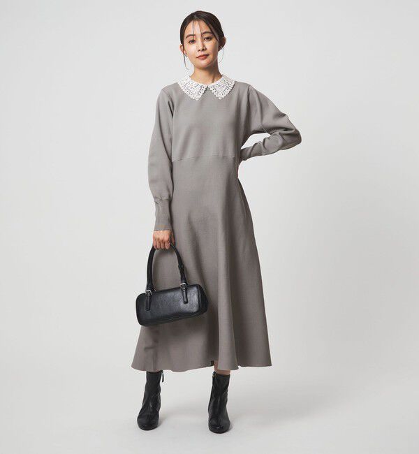 UNITED ARROWS green label relaxing「エリレース 2WAY ニット ワンピース ウォッシャブル」|ワンピース|MD.GRAY