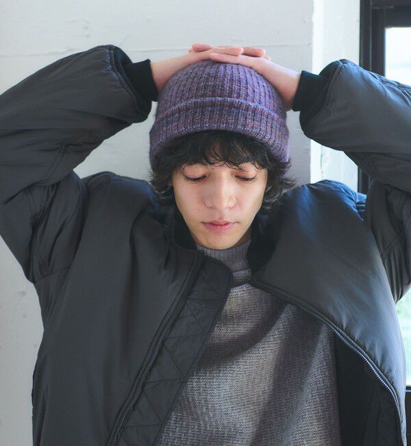 UNITED ARROWS green label relaxing「GLR ミックス ビーニー ニットキャップ」|ニット帽|PURPLE