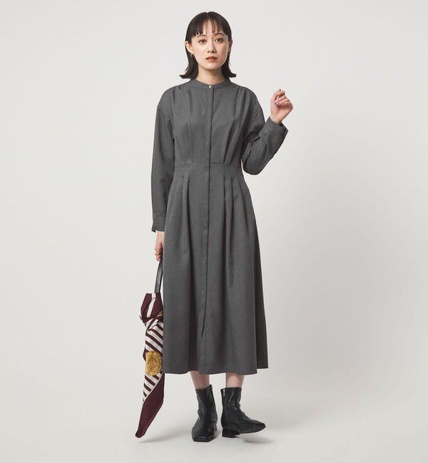 UNITED ARROWS green label relaxing「ウールライク バンドカラータック ワンピース」|ワンピース|MD.GRAY