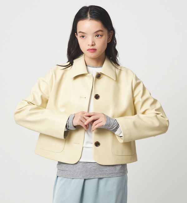 EMMEL REFINES「＜EMMEL REFINES＞EM レザーライク ショートブルゾン」|その他|NATURAL