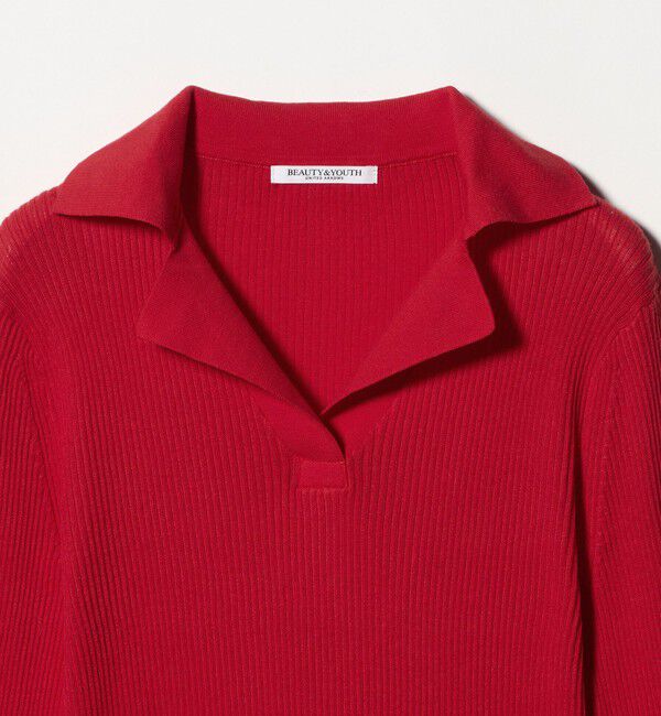 BEAUTY&YOUTH UNITED ARROWS「コットンリブ オープンカラーニット ウォッシャブル」|ニット・セーター|