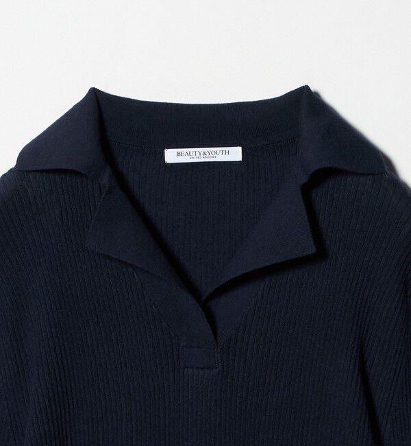 BEAUTY&YOUTH UNITED ARROWS「コットンリブ オープンカラーニット ウォッシャブル」|ニット・セーター|