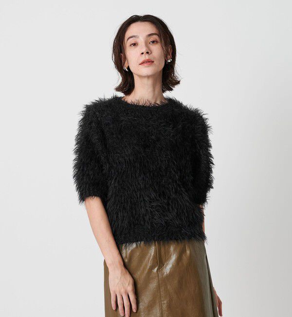 BEAUTY&YOUTH UNITED ARROWS「フェザーヤーン ハーフスリーブ ニットプルオーバー」|ニット・セーター|