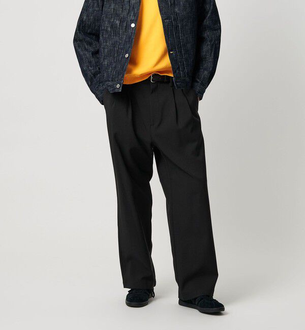 BEAUTY&YOUTH UNITED ARROWS「エアロ ツイル 2プリーツ スラックス NO.9」|チノ|BLACK