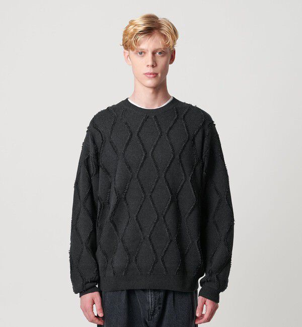 BEAUTY&YOUTH UNITED ARROWS「フリンジ パターン クルーネック ニット」|ニット・セーター|