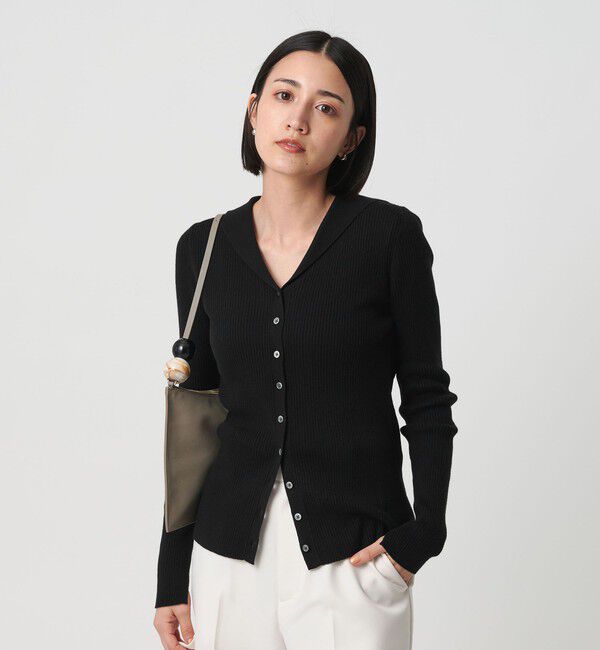 BEAUTY&YOUTH UNITED ARROWS「コットンカシミヤ リブセーラーカラー カーディガン ウォッシャブル」|カーディガン|BLACK
