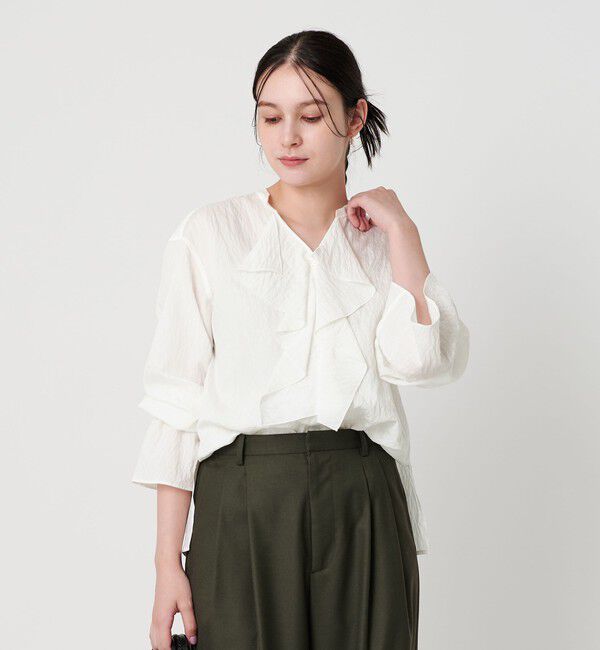 BEAUTY&YOUTH UNITED ARROWS「ラッフル スキッパーブラウス ウォッシャブル」|シャツ・ブラウス|
