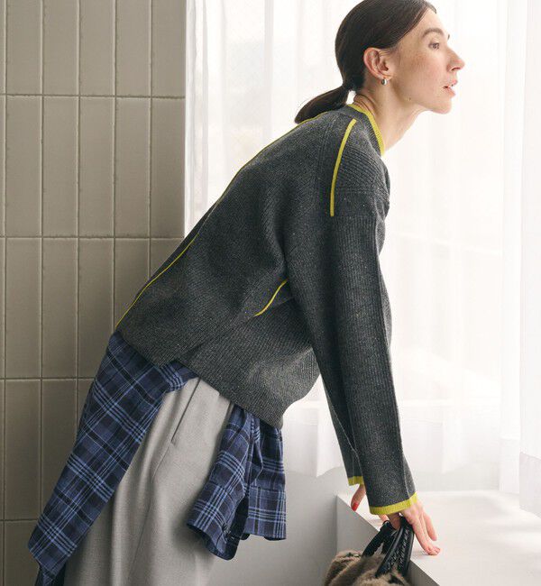 BEAUTY&YOUTH UNITED ARROWS「ネップカラーライン クルーネック ニットプルオーバー」|ニット・セーター|