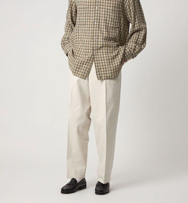 STEVEN ALAN「＜Steven Alan＞ ブラッシュド コットン アウト ワンプリーツ スラックス」|チノ|NATURAL