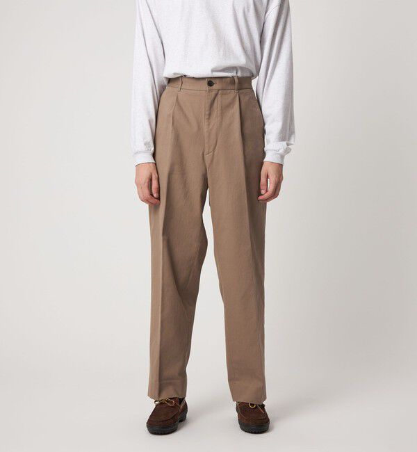 STEVEN ALAN「＜Steven Alan＞ ブラッシュド コットン アウト ワンプリーツ スラックス」|チノ|