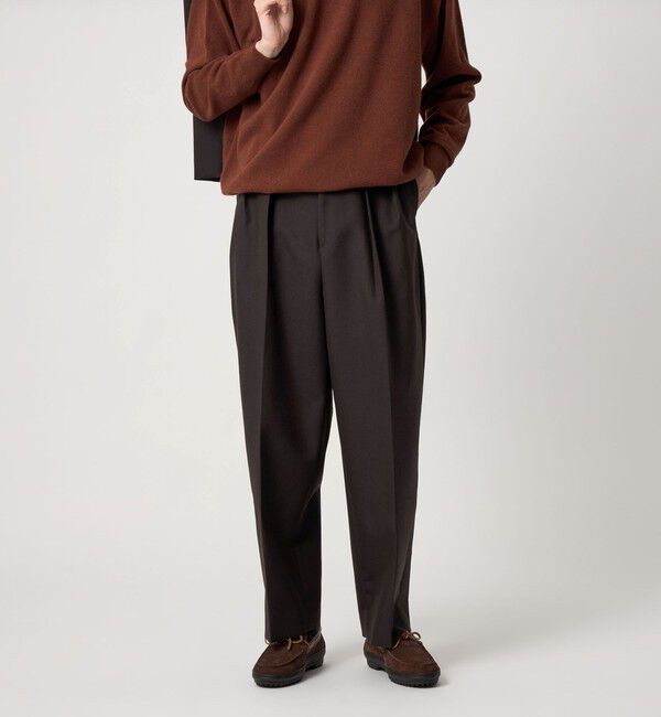 STEVEN ALAN「＜Steven Alan＞ ウール オックスフォード イン ツープリーツ ドレス トラウザーズ」|スラックス|DK.BROWN