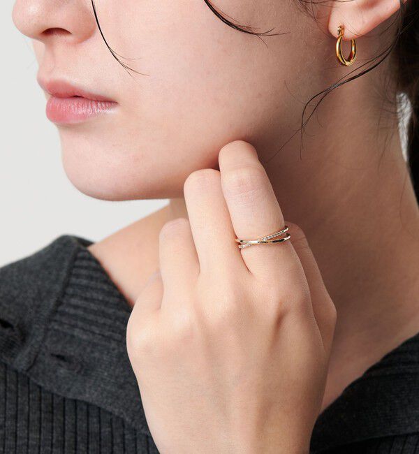 BEAUTY&YOUTH UNITED ARROWS「メタル&times;キュービックジルコニア 2ライン リング」|リング|GOLD