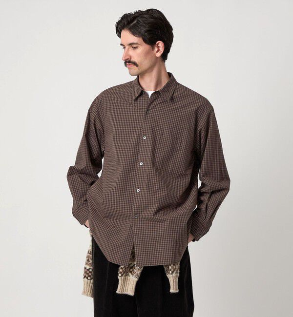 STEVEN ALAN「＜Steven Alan＞ ポプリン グラフチェック レギュラーカラー シャツ LOOSE」|シャツ・ブラウス|DK.BROWN