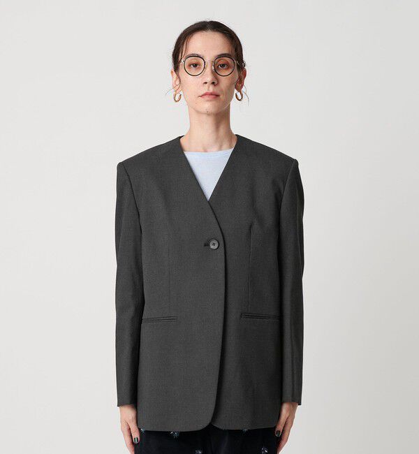 BEAUTY&YOUTH UNITED ARROWS「ポリエステルレーヨン ノーカラー1ボタンジャケット」|ノーカラージャケット|