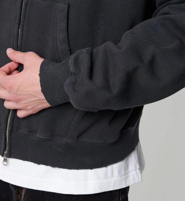 MONKEY TIME「フレンチテリー ディストレスト フルジップ フーディー」|カーディガン|