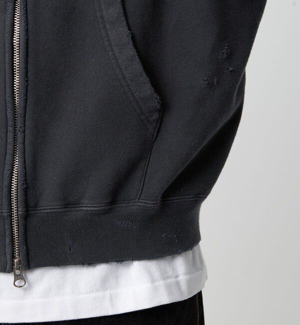 MONKEY TIME「フレンチテリー ディストレスト フルジップ フーディー」|カーディガン|