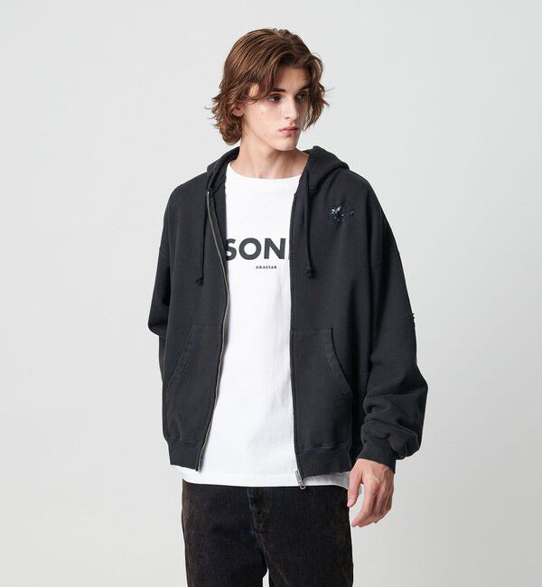 MONKEY TIME「フレンチテリー ディストレスト フルジップ フーディー」|カーディガン|