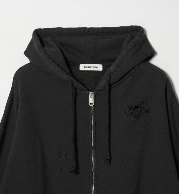 MONKEY TIME「フレンチテリー ディストレスト フルジップ フーディー」|カーディガン|