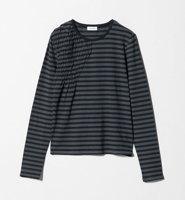 ATTISESSION「＜ATTISESSION＞シャーリング ボーダー プルオーバー トップス」|Tシャツ・カットソー|