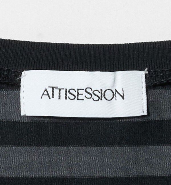 ATTISESSION「＜ATTISESSION＞シャーリング ボーダー プルオーバー トップス」|Tシャツ・カットソー|