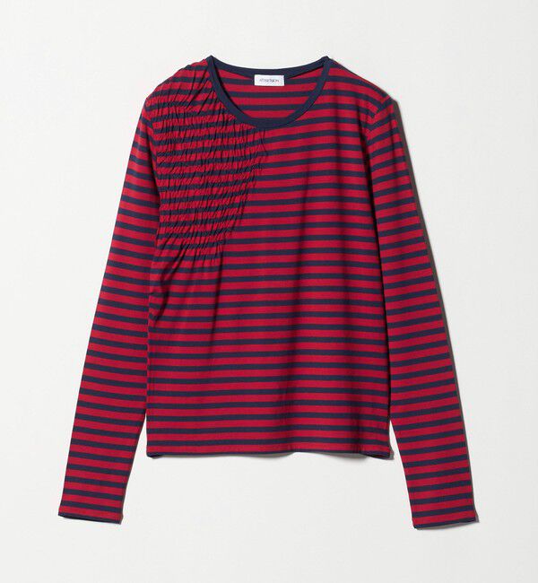 ATTISESSION「＜ATTISESSION＞シャーリング ボーダー プルオーバー トップス」|Tシャツ・カットソー|