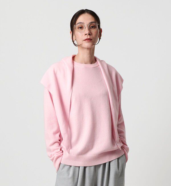 BEAUTY&YOUTH UNITED ARROWS「ウールカシミヤ クルーネックニット＆ストール ウォッシャブル」|ニット・セーター|LT.PINK