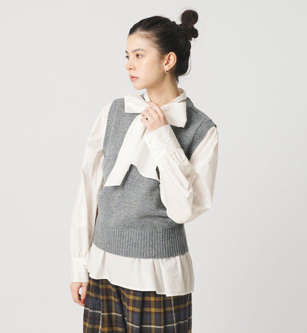 BEAUTY&YOUTH UNITED ARROWS「コットン ソリッド&ストライプ ボウタイブラウス」|シャツ・ブラウス|