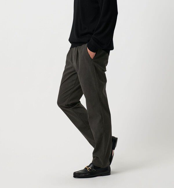 BEAUTY&YOUTH UNITED ARROWS「トリコット コーデュロイ 1プリーツ イージーパンツ NO.5 ストレッチ」|チノ|DK.GREEN