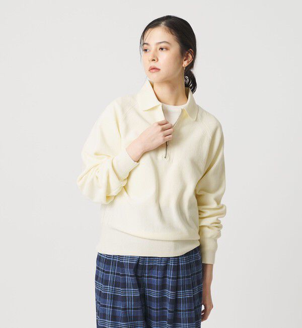 BEAUTY&YOUTH UNITED ARROWS「カノコニット ハーフジッププルオーバー ウォッシャブル」|ニット・セーター|OFF WHITE