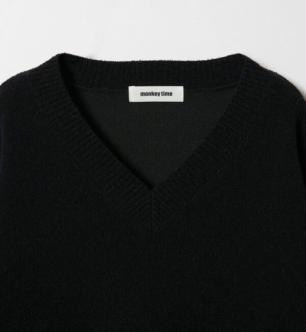 MONKEY TIME「プレーティング クロップド Vネック ニット」|ニット・セーター|