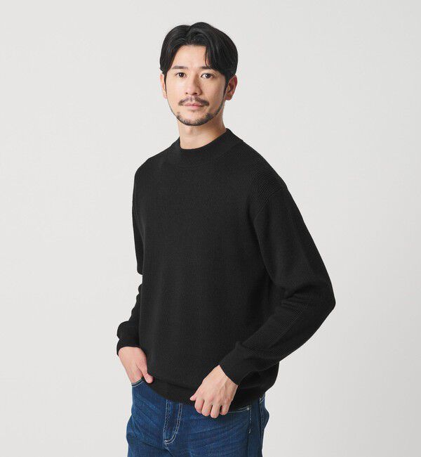 BEAUTY&YOUTH UNITED ARROWS「【WEB限定 WARDROBE SMART】マシーンウォッシャブル ウールミックス アゼ モックネック」|ニット・セーター|