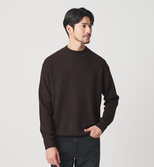 BEAUTY&YOUTH UNITED ARROWS「【WEB限定 WARDROBE SMART】マシーンウォッシャブル ウールミックス アゼ モックネック」|ニット・セーター|